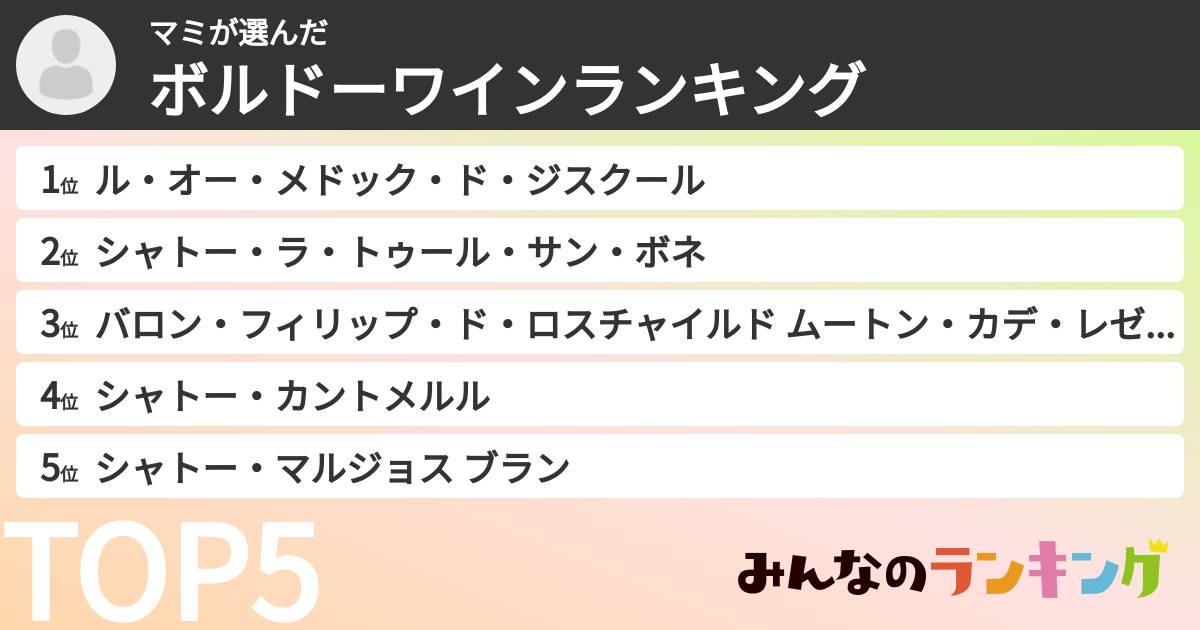 マミさんの「ボルドーワインランキング」