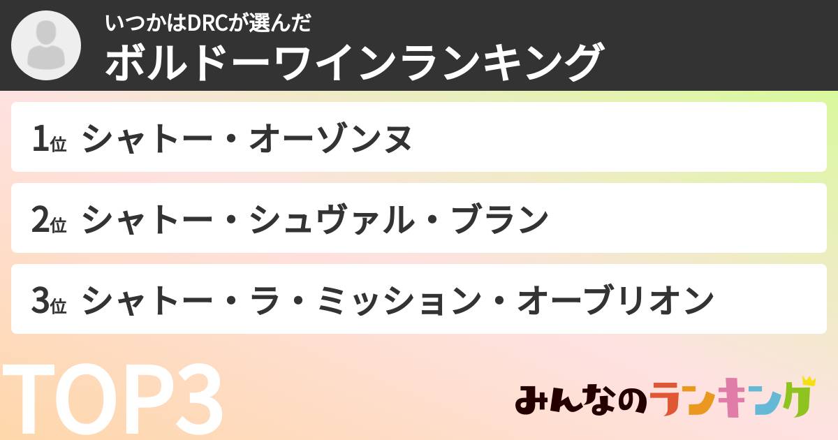 いつかはDRCさんの「ボルドーワインランキング」