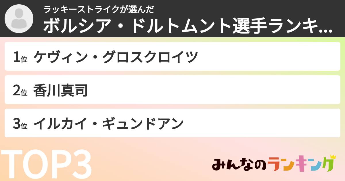 ラッキーストライクさんの「ボルシア・ドルトムント選手ランキング」