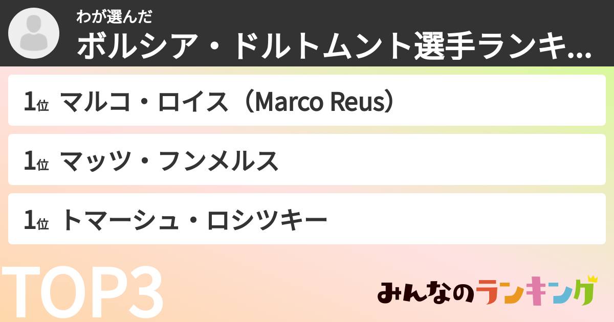 わさんの「ボルシア・ドルトムント選手ランキング」