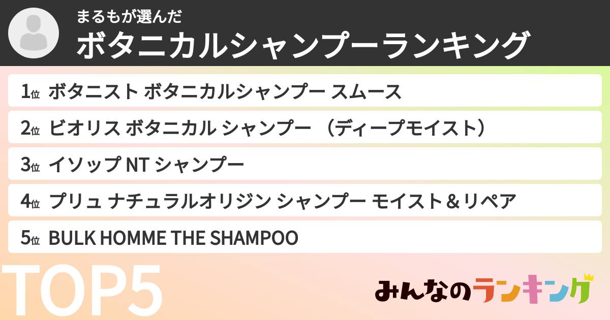 まるもさんの「ボタニカルシャンプーランキング」