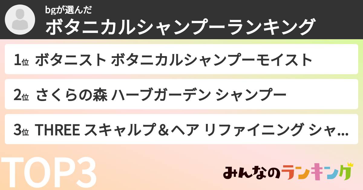 bgさんの「ボタニカルシャンプーランキング」