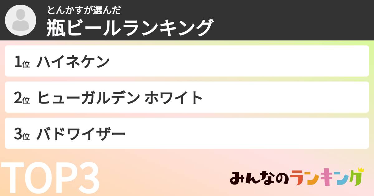 とんかすさんの「瓶ビールランキング」