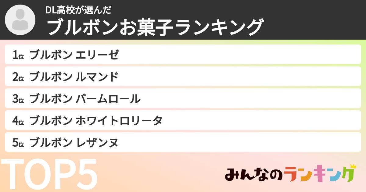 DL高校さんの「ブルボンお菓子ランキング」