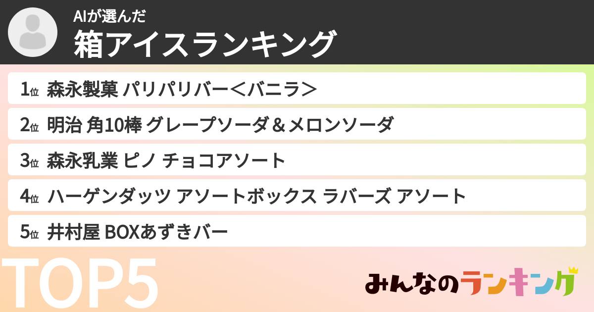 AIさんの「箱アイスランキング」