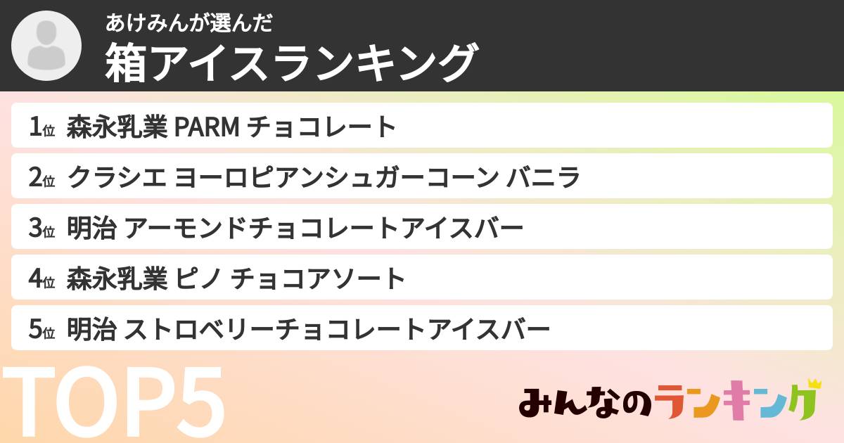 あけみんさんの「箱アイスランキング」