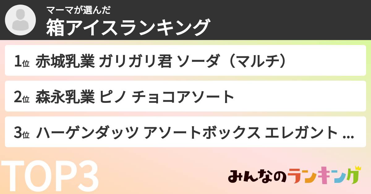 マーマさんの「箱アイスランキング」