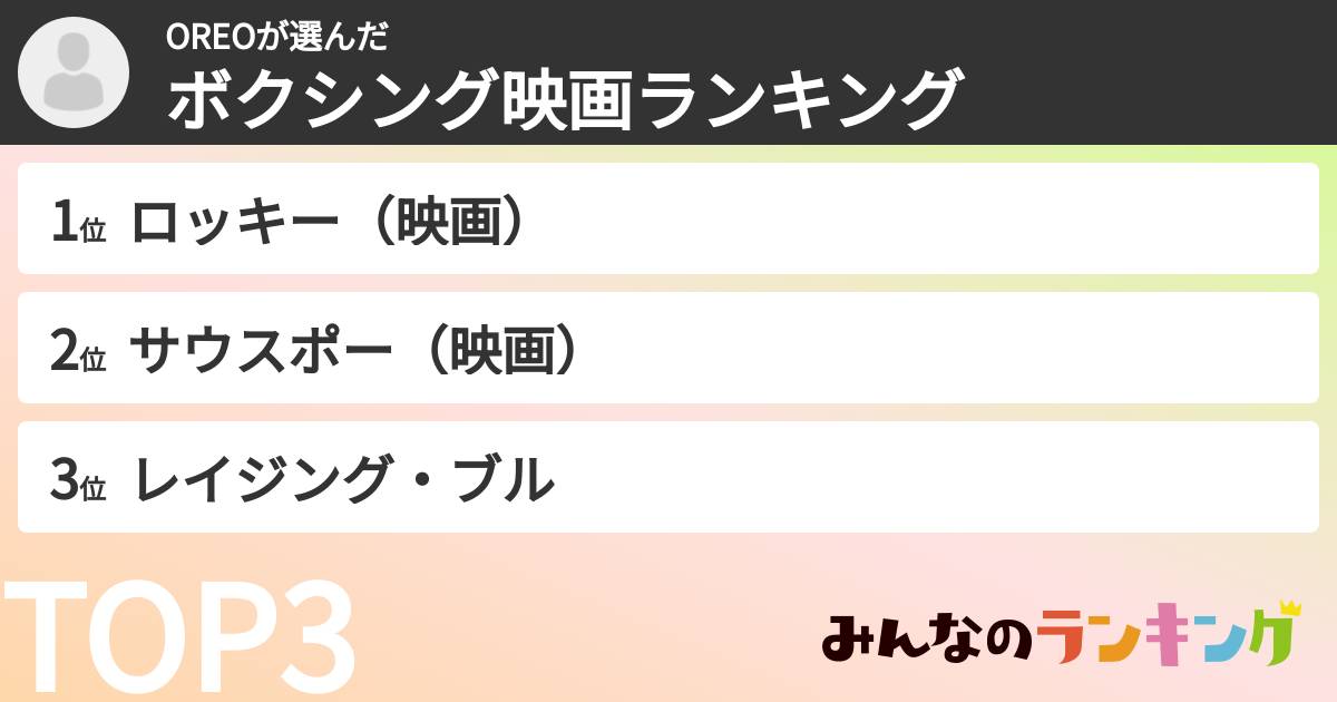 OREOさんの「ボクシング映画ランキング」