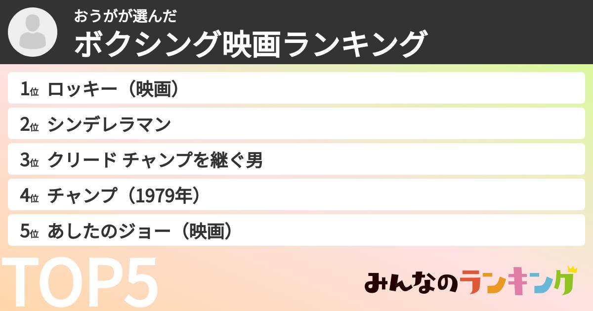 おうがさんの「ボクシング映画ランキング」