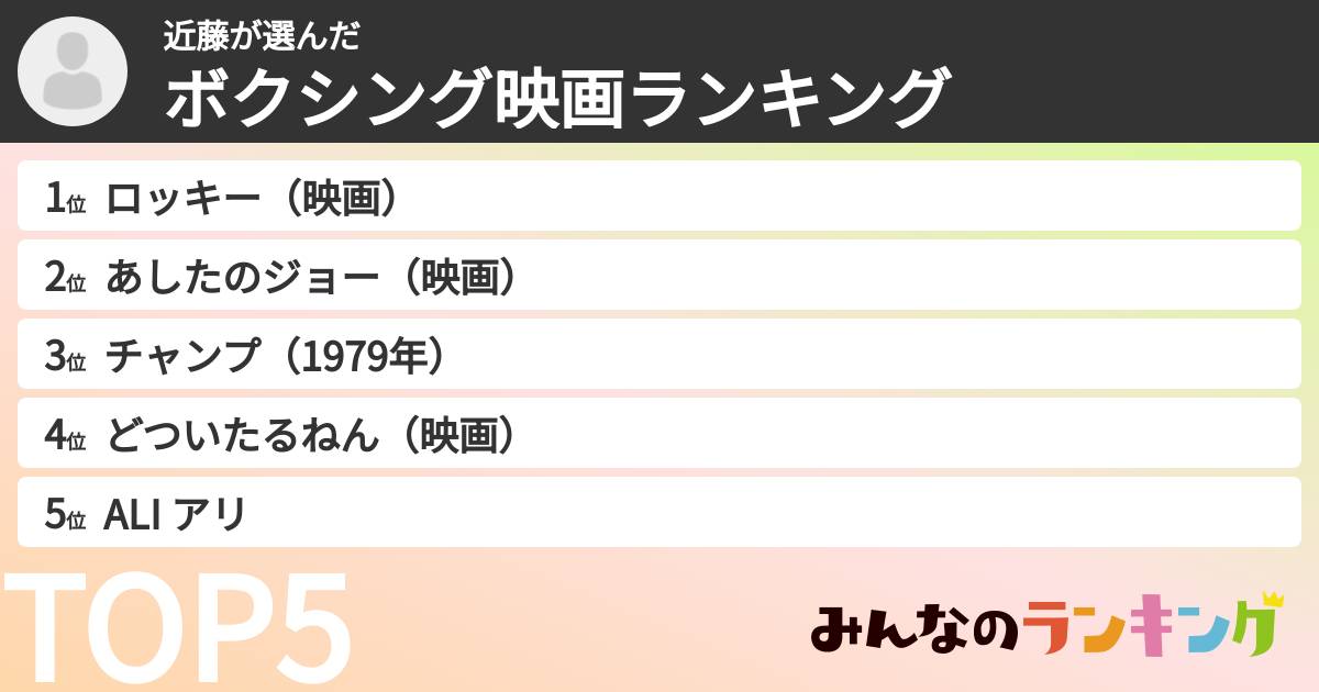 近藤さんの「ボクシング映画ランキング」
