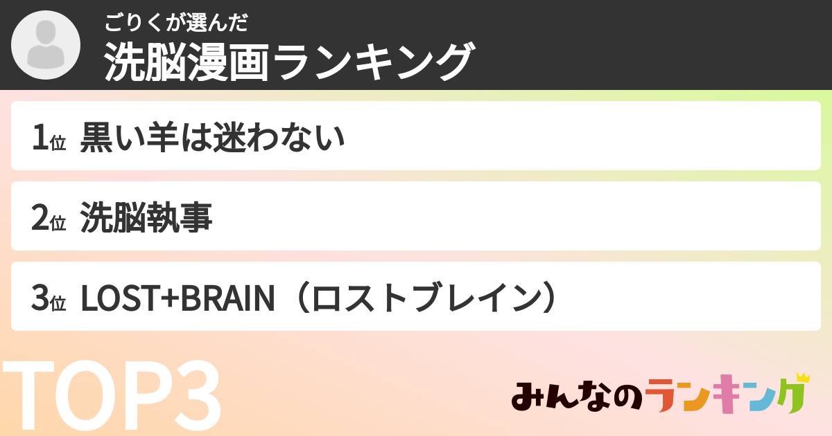 ごりくさんの「洗脳漫画ランキング」