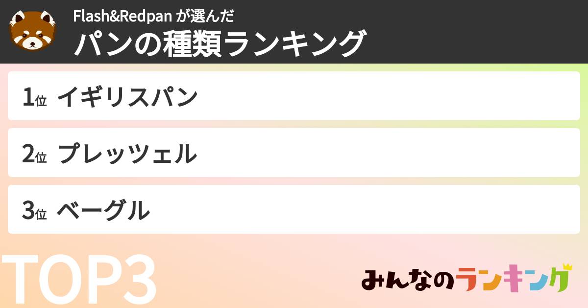Flash&Redpan さんの「パンの種類ランキング」