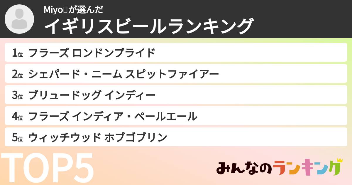 Miyo💙さんの「イギリスビールランキング」