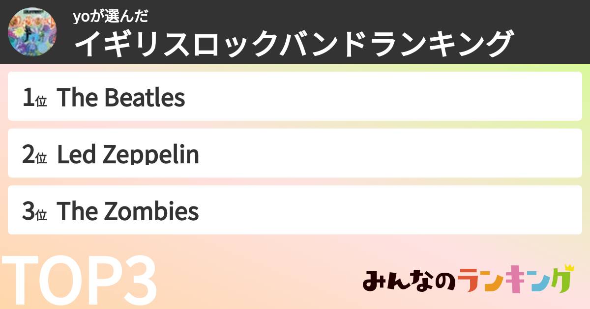 yoさんの「イギリスロックバンドランキング」