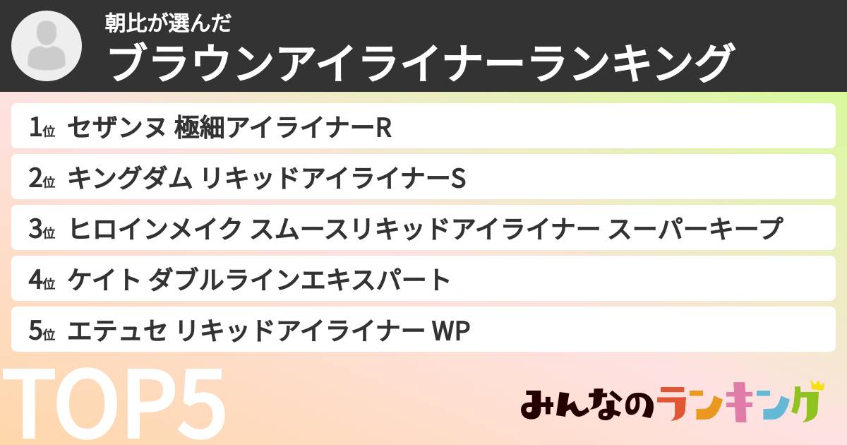 朝比さんの「ブラウンアイライナーランキング」