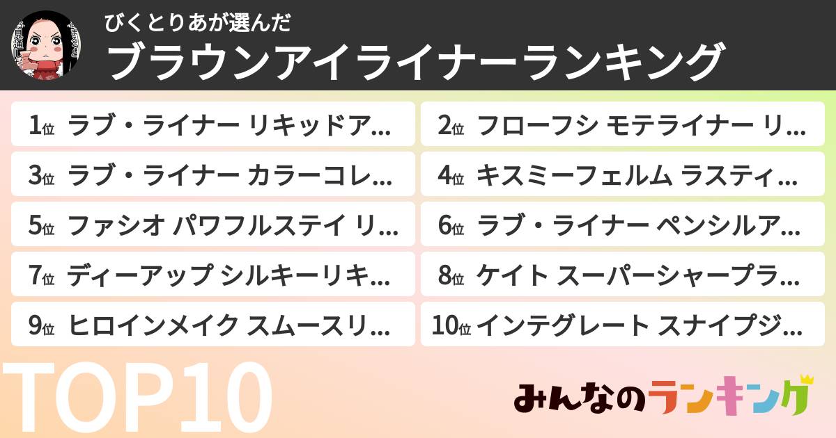 びくとりあさんの「ブラウンアイライナーランキング」
