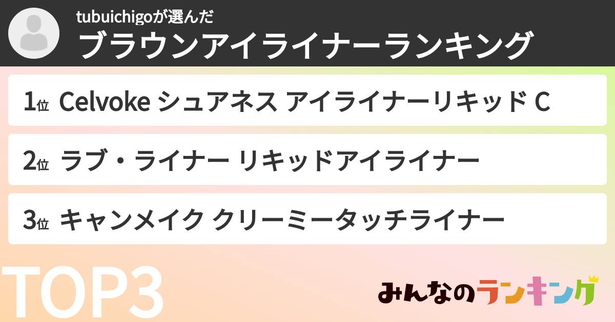 tubuichigoさんの「ブラウンアイライナーランキング」