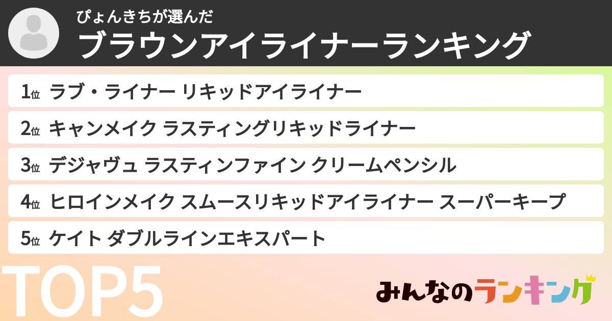 ぴょんきちさんの「ブラウンアイライナーランキング」