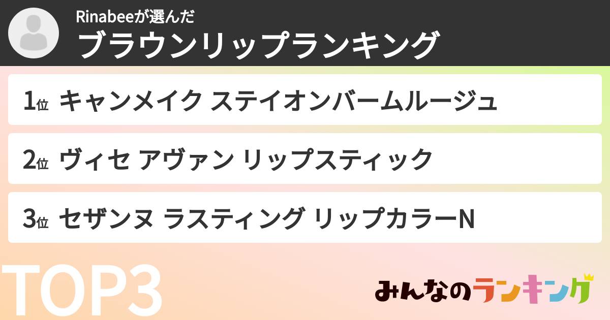 Rinabeeさんの「ブラウンリップランキング」