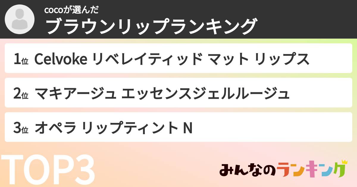 cocoさんの「ブラウンリップランキング」