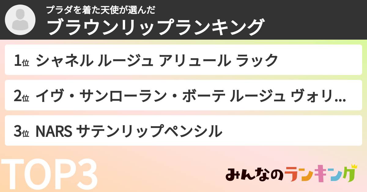 プラダを着た天使さんの「ブラウンリップランキング」