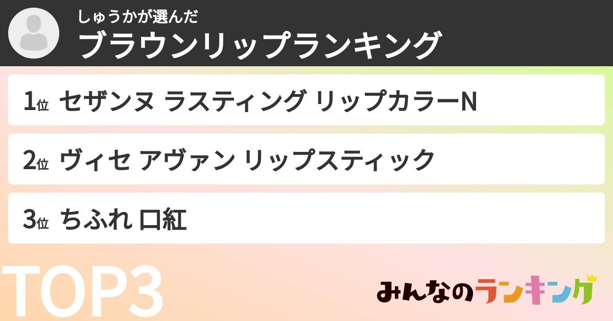 しゅうかさんの「ブラウンリップランキング」