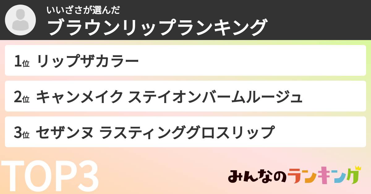 いいざささんの「ブラウンリップランキング」