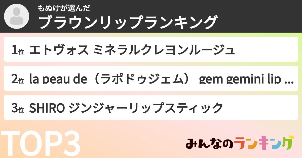 もぬけさんの「ブラウンリップランキング」