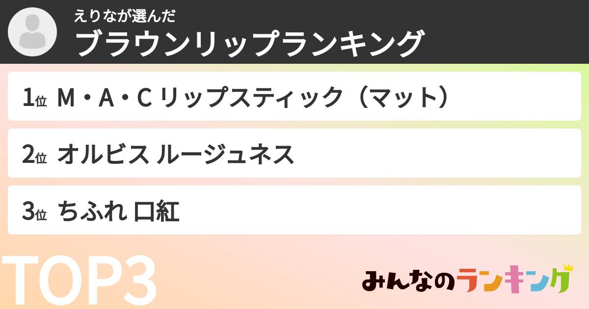 えりなさんの「ブラウンリップランキング」