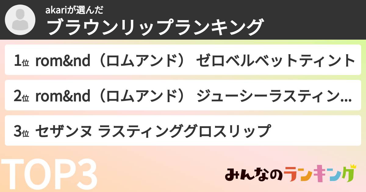 akariさんの「ブラウンリップランキング」