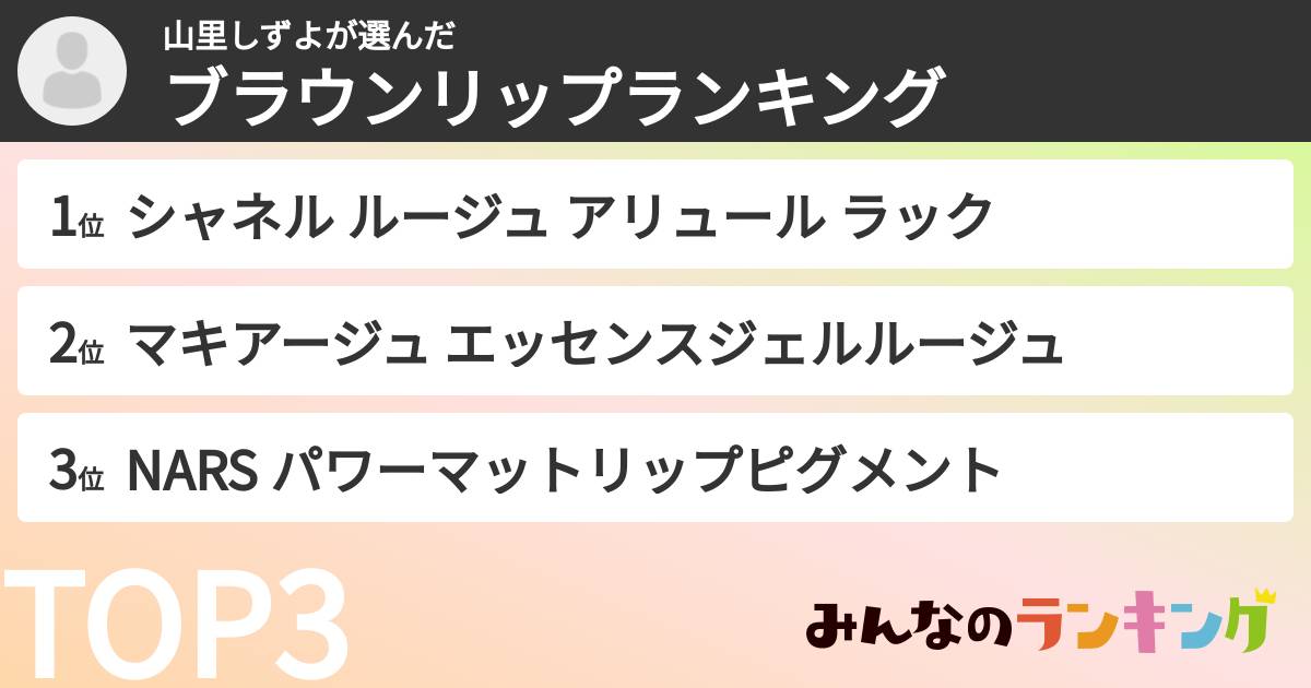 山里しずよさんの「ブラウンリップランキング」