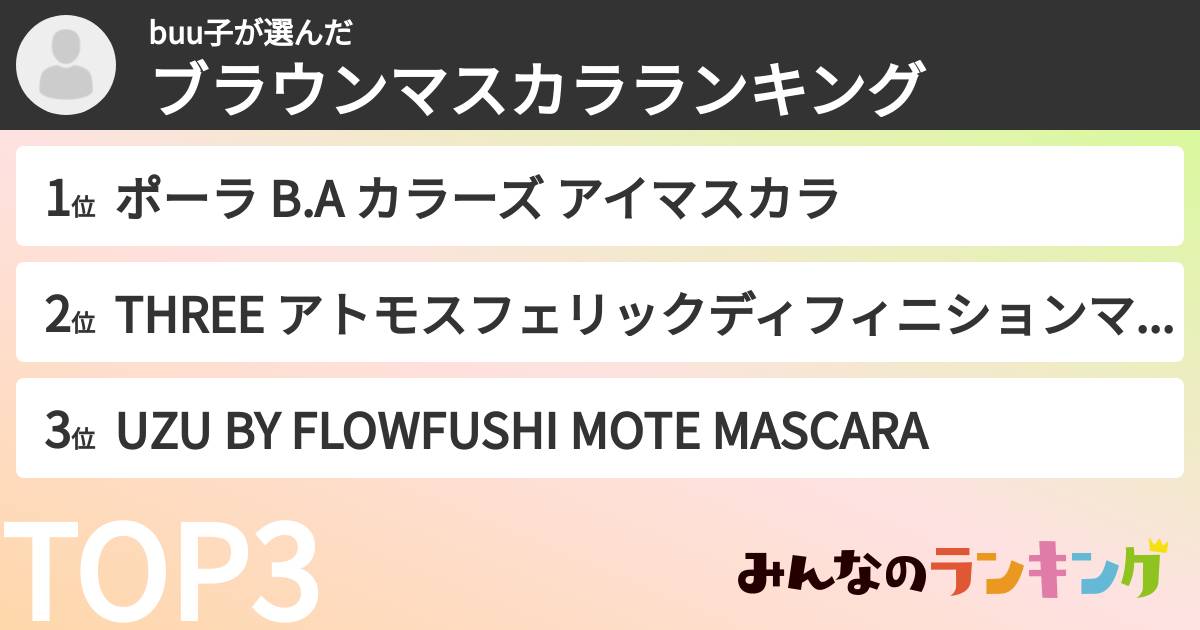 buu子さんの「ブラウンマスカラランキング」
