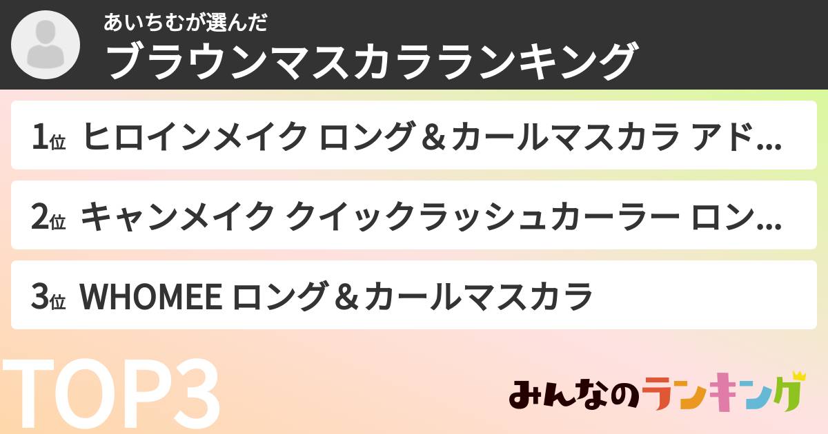 あいちむさんの「ブラウンマスカラランキング」