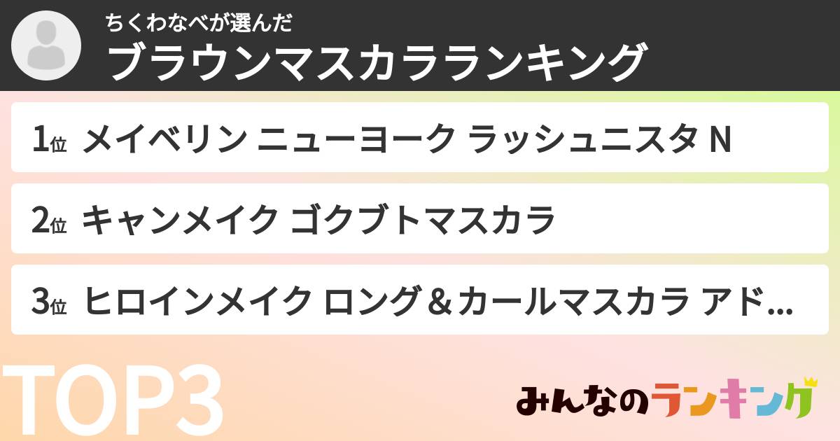 ちくわなべさんの「ブラウンマスカラランキング」