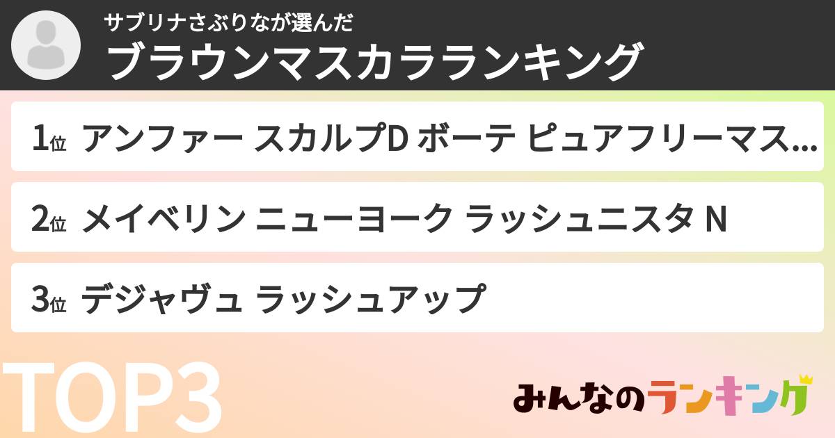 サブリナさぶりなさんの「ブラウンマスカラランキング」