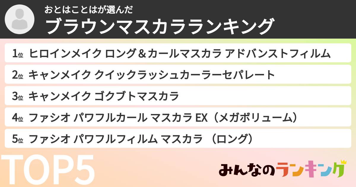 おとはことはさんの「ブラウンマスカラランキング」