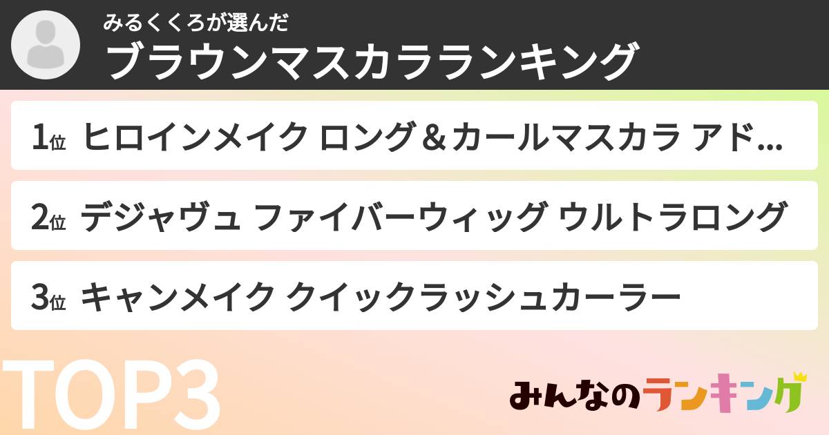 みるくくろさんの「ブラウンマスカラランキング」