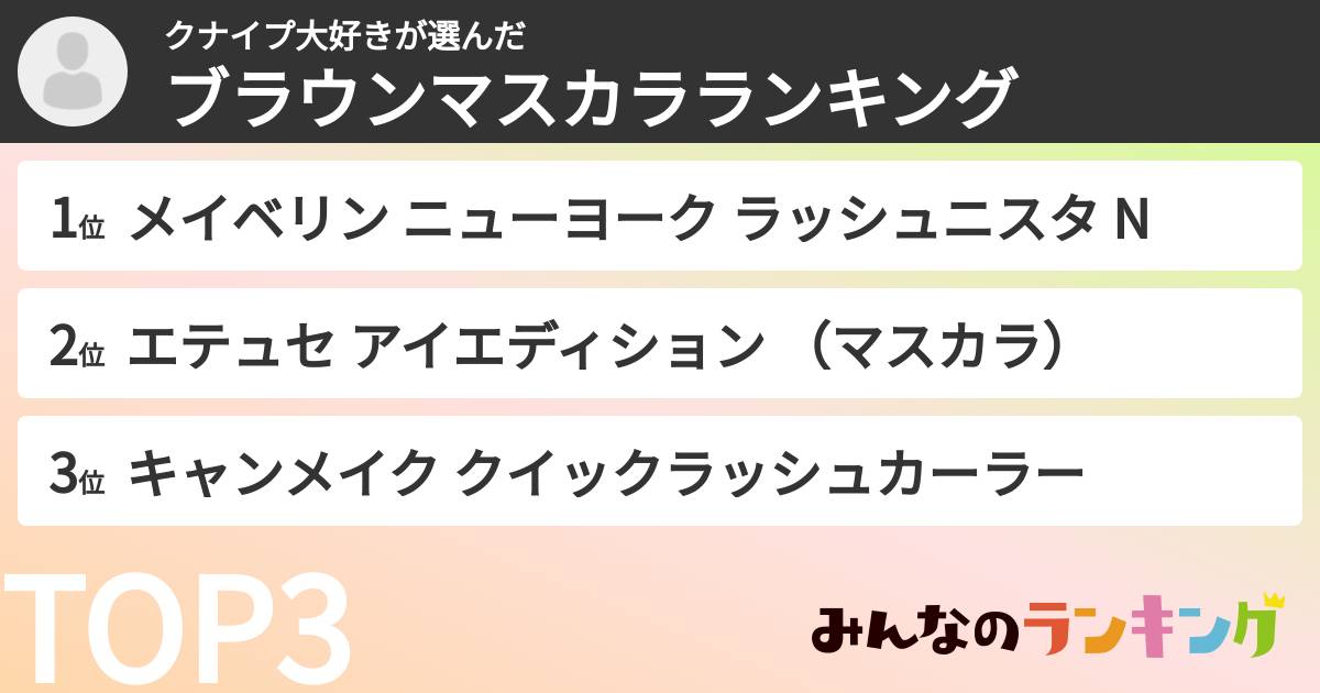 クナイプ大好きさんの「ブラウンマスカラランキング」