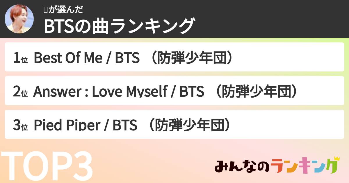리さんの「BTSの曲ランキング」