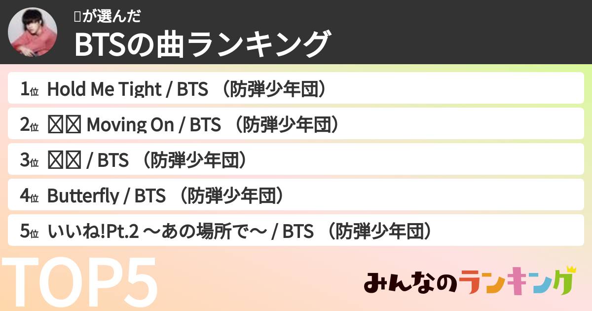 🐻さんの「BTSの曲ランキング」