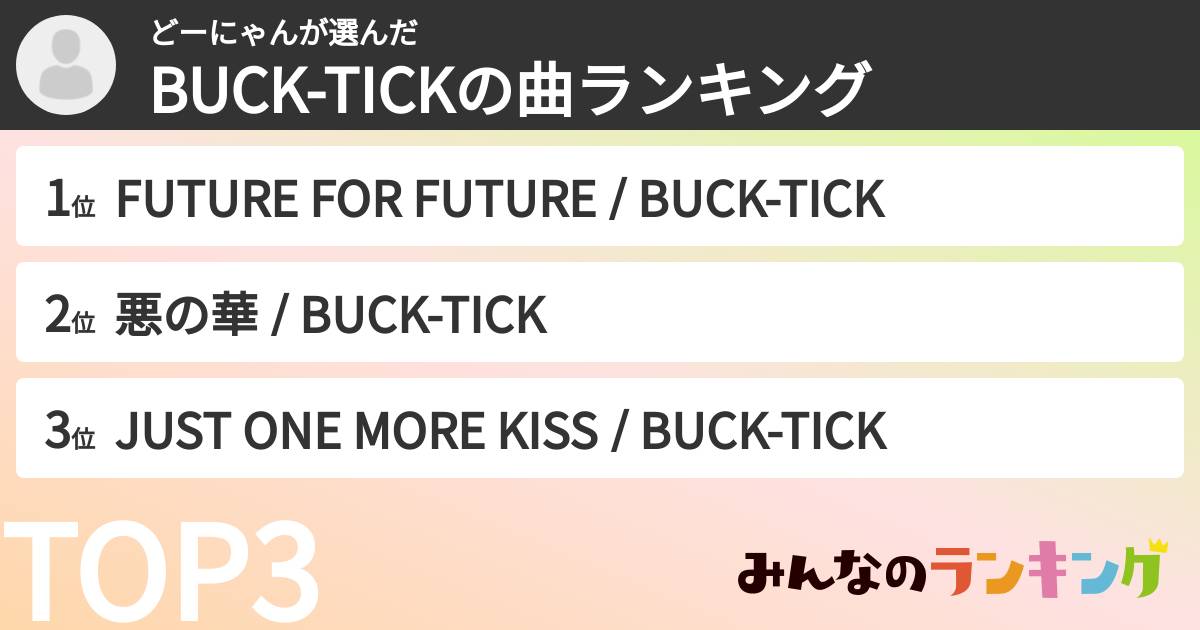 どーにゃんさんの「BUCK-TICKの曲ランキング」