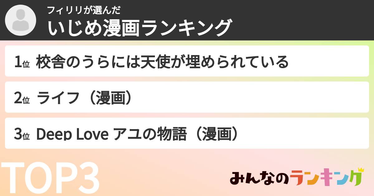 フィリリさんの「いじめ漫画ランキング」