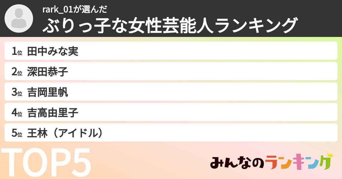 rark_01さんの「ぶりっ子な女性芸能人ランキング」