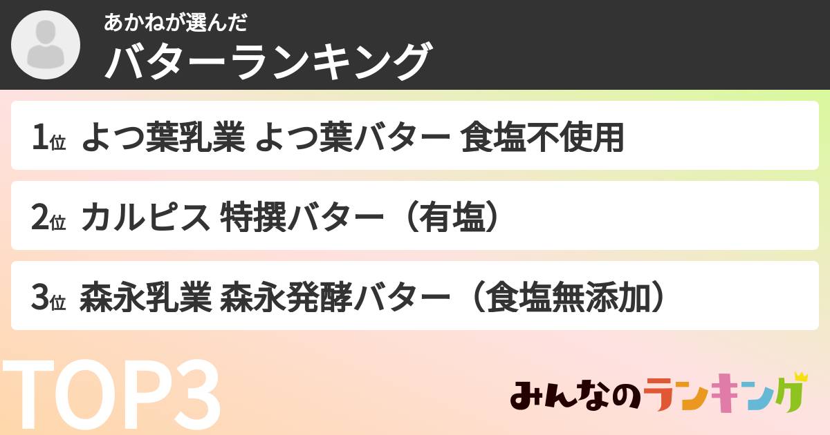 あかねさんの「バターランキング」