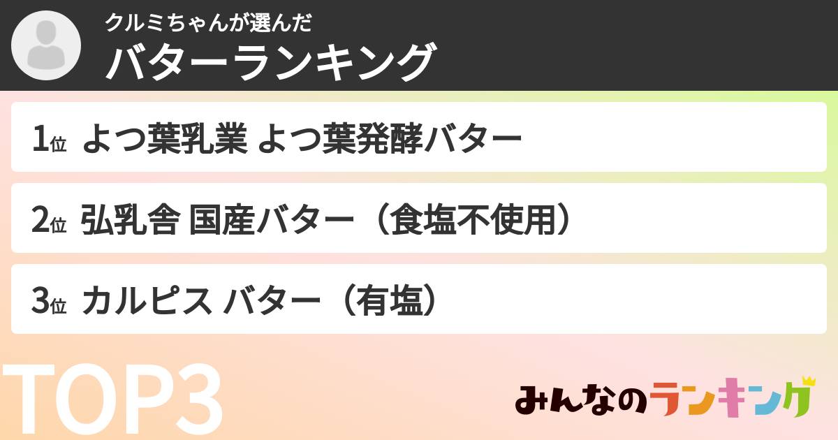 クルミちゃんさんの「バターランキング」