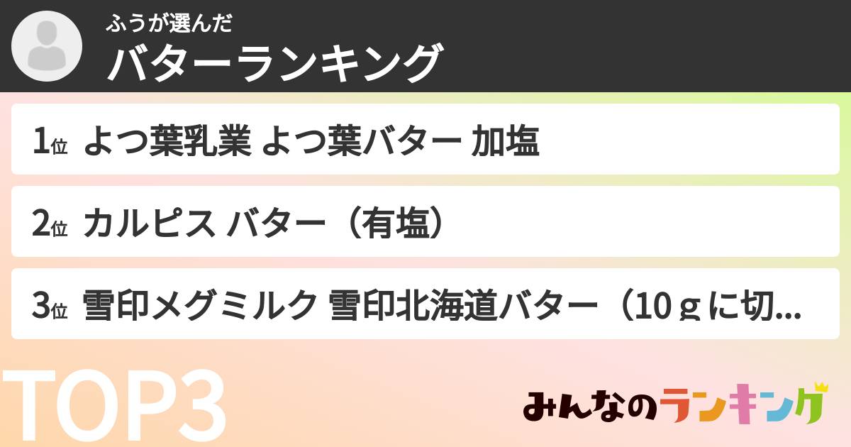 ふうさんの「バターランキング」