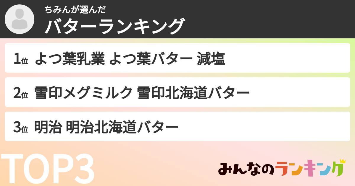 ちみんさんの「バターランキング」