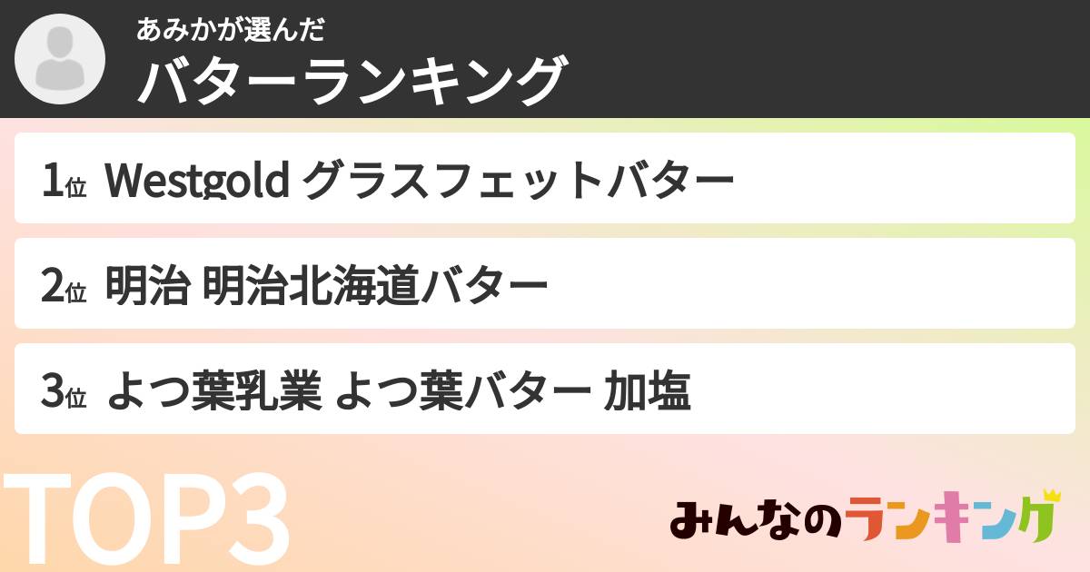 あみかさんの「バターランキング」