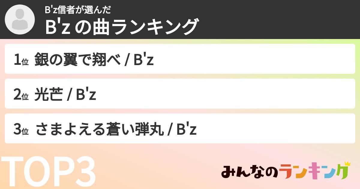 B'z信者さんの「B'z の曲ランキング」