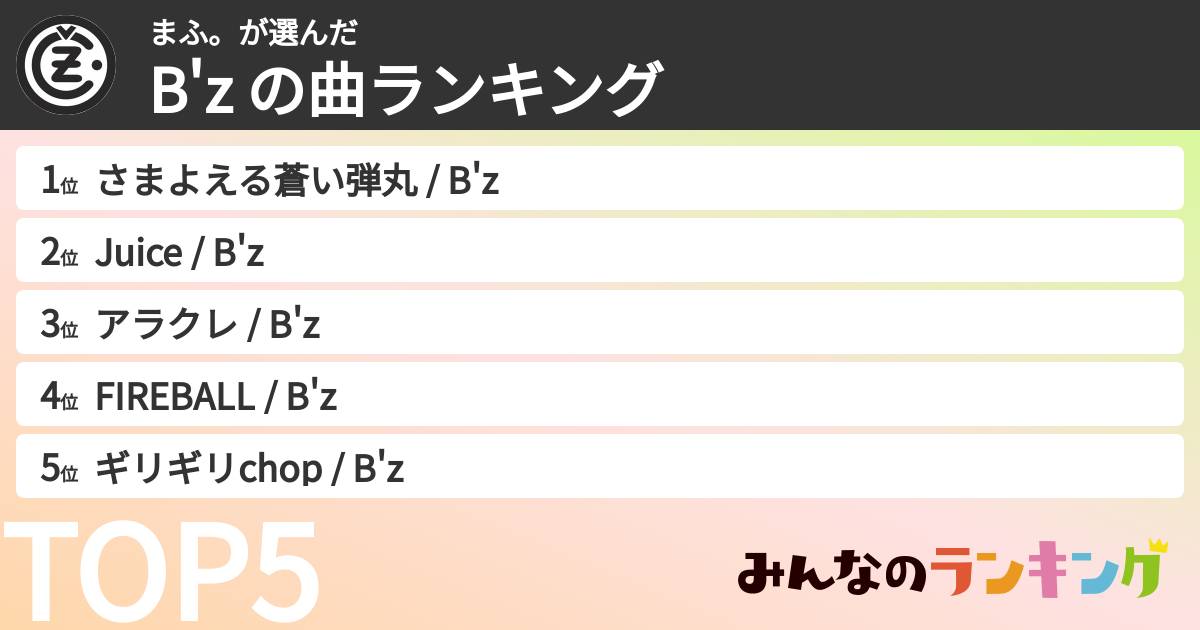 まふ。さんの「B'z の曲ランキング」